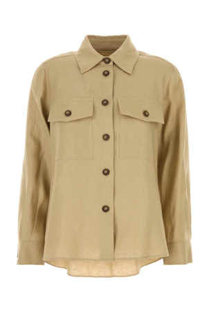Бежевая льняная рубашка Pomposa от WEEKEND (2615041023600) WEEKEND MAX MARA