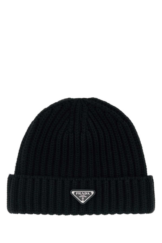 Black wool beanie hat Black PRADA (2HC3902DZL)