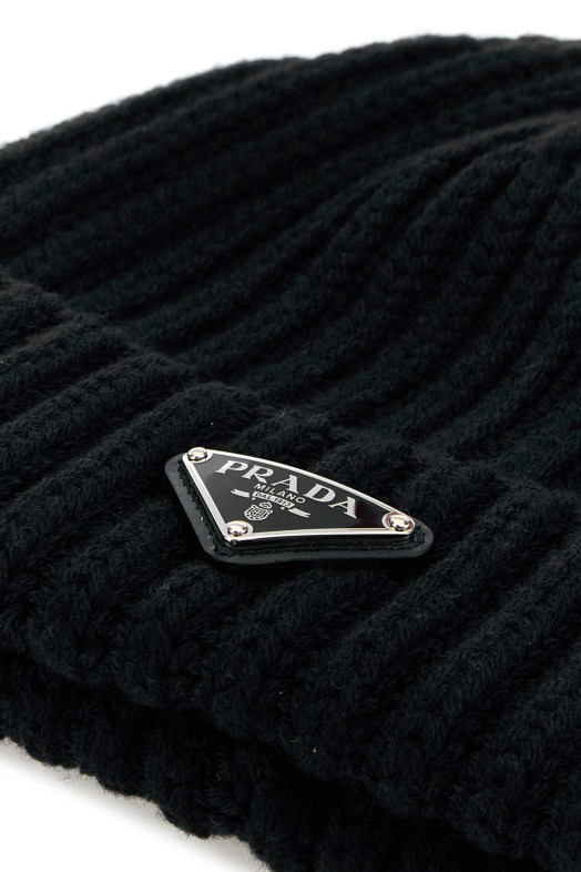 Black wool beanie hat Black PRADA (2HC3902DZL)