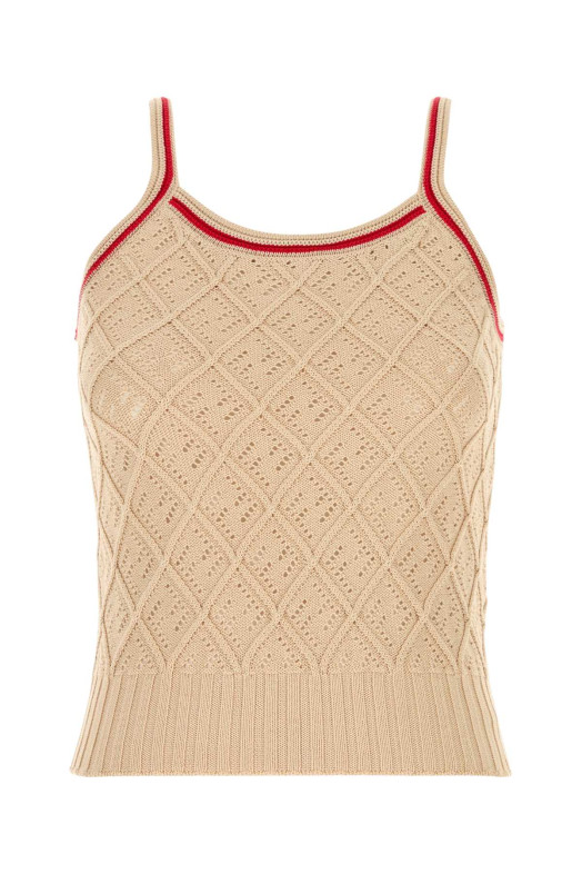Beige cotton tank top FENDI (FZXF01AWIM)