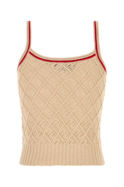 Beige cotton tank top FENDI (FZXF01AWIM)