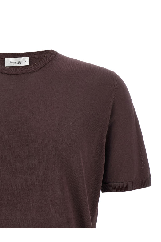 Хлопковый свитер фиолетового цвета ROBERTO COLLINA 261MYA1002137