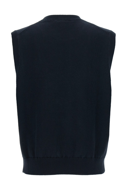 Хлопковый жилет с жаккардовым узором, синий LACOSTE AH07902I7