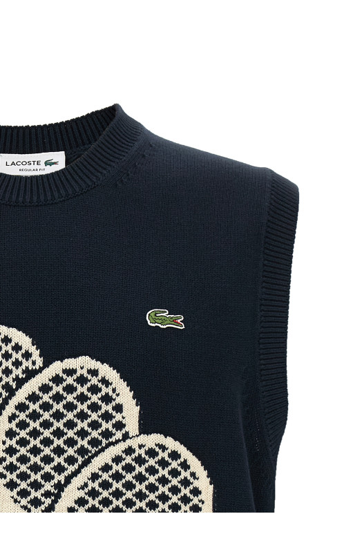 Хлопковый жилет с жаккардовым узором, синий LACOSTE AH07902I7