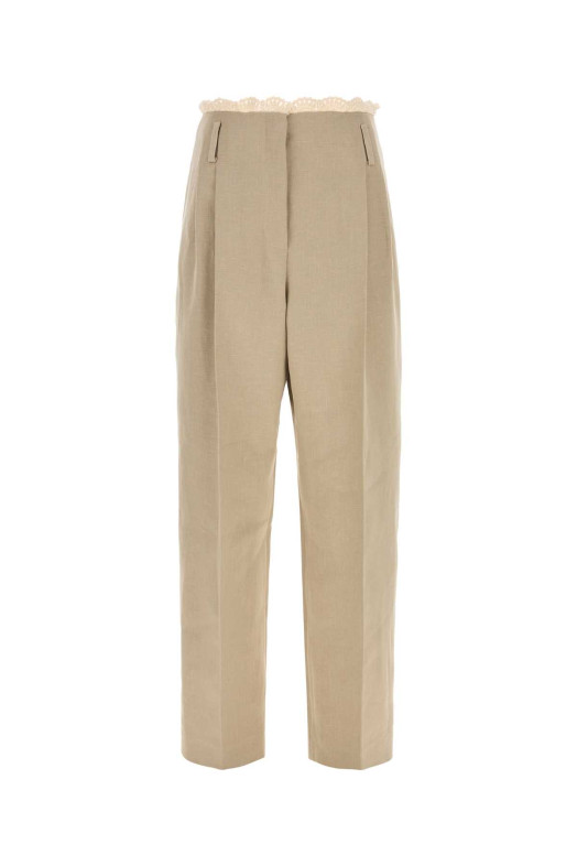 Бежевые брюки с широкими брючинами из смешанного льна Beige MAGDA BUTRYM (190526)