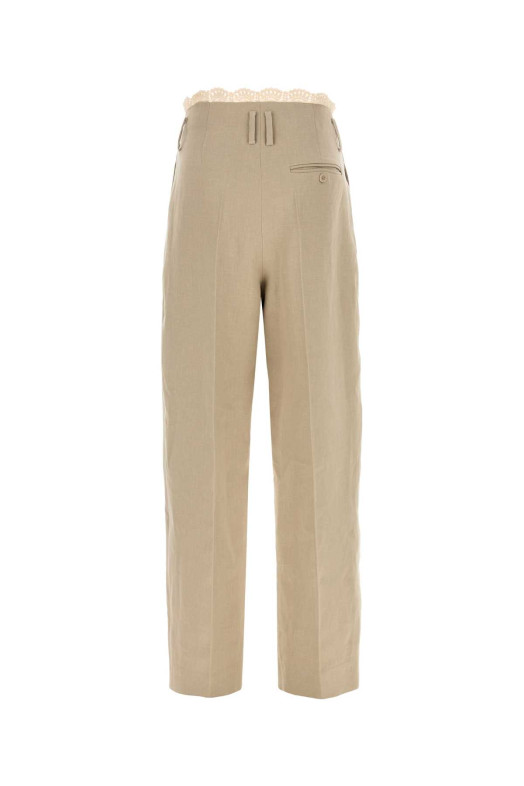 Бежевые брюки с широкими брючинами из смешанного льна Beige MAGDA BUTRYM (190526)