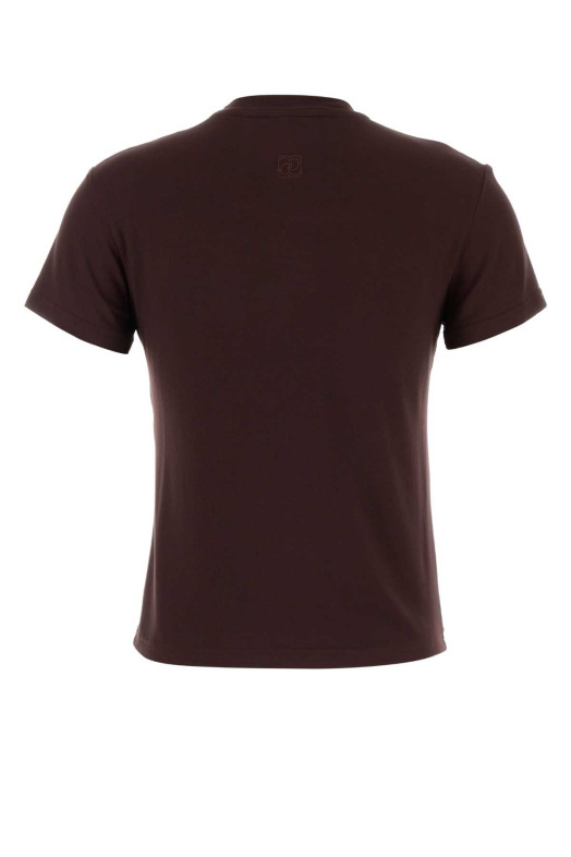 Chocolate stretch cupro t-shirt Brown MAGDA BUTRYM (192426)