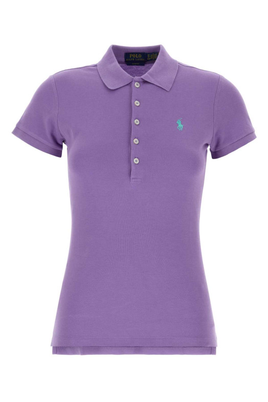 Фіолетова еластична сорочка-поло з піке, чорна POLO RALPH LAUREN (211B18200)