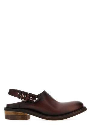 Шоколадно-коричневые кожаные тапочки MIU MIU (5R667EFA0455OD)