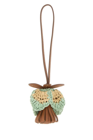 Багатокольоровий брелок зі шкіри та рафії MIU MIU (5TL4982IG8)