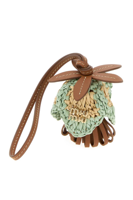 Многоцветный брелок из кожи и рафии MIU MIU (5TL4982IG8)