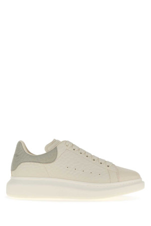 Ivory leather sneakers with grey leather heel Gray ALEXANDER MCQUEEN (807881WHAEG)