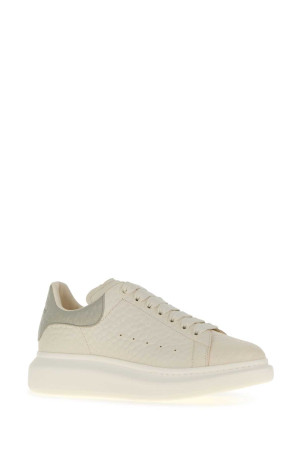 Ivory leather sneakers with grey leather heel Gray ALEXANDER MCQUEEN (807881WHAEG)