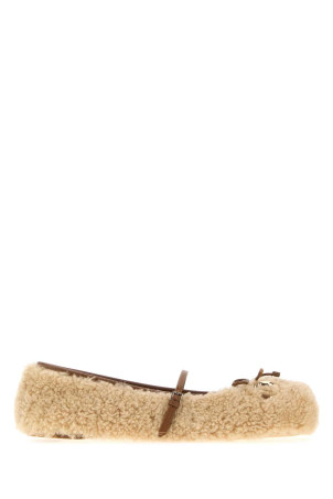 Beige shearling ballerinas GUCCI (839411AAE6H)