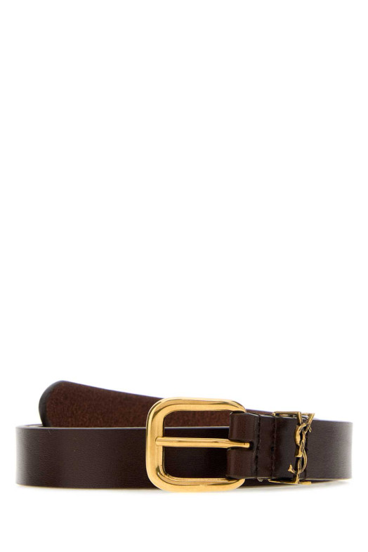 Темно-коричневий шкіряний ремінь SAINT LAURENT (859160AACU5)