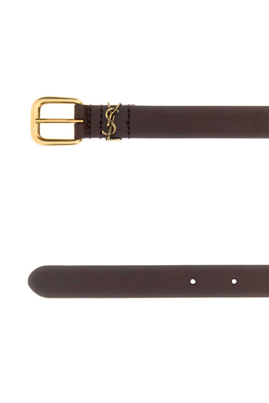 Темно-коричневий шкіряний ремінь SAINT LAURENT (859160AACU5)