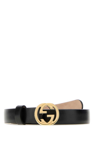 Black leather belt Black GUCCI (864428CVE0G)
