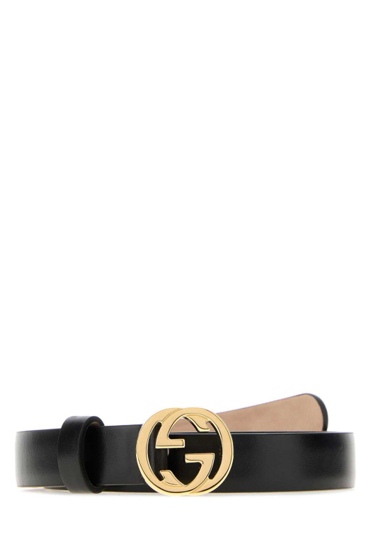Black leather belt Black GUCCI (864428CVE0G)
