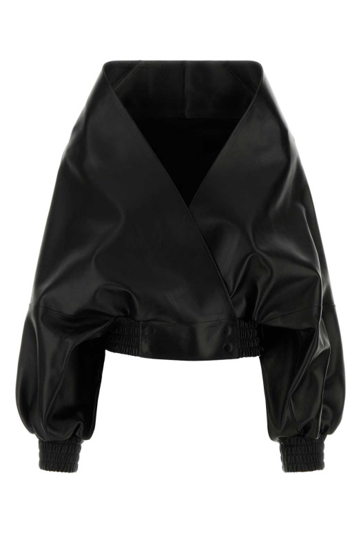 Черная кожаная куртка Black BALENCIAGA (871982TUS11)