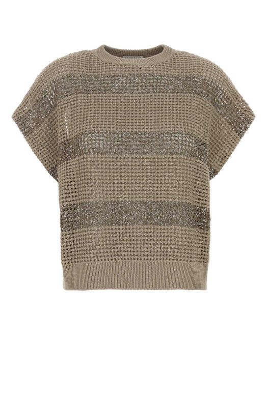 Двухцветный трикотажный топ BRUNELLO CUCINELLI (M58772820)
