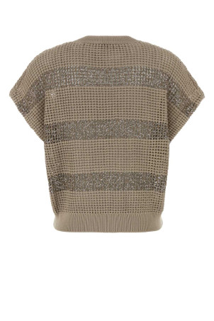 Двухцветный трикотажный топ BRUNELLO CUCINELLI (M58772820)
