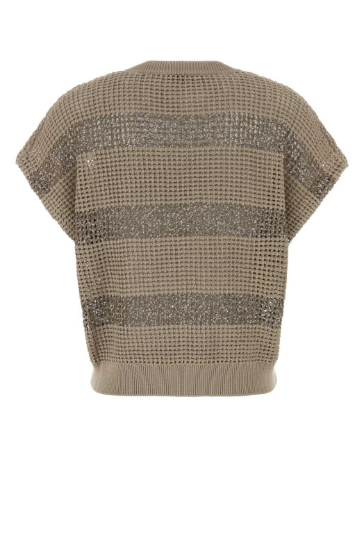 Двухцветный трикотажный топ BRUNELLO CUCINELLI (M58772820)