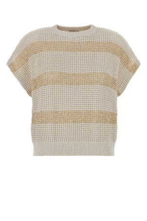 Двухцветный трикотажный топ BRUNELLO CUCINELLI (M58772820)