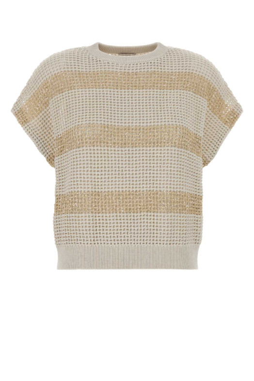 Двухцветный трикотажный топ BRUNELLO CUCINELLI (M58772820)