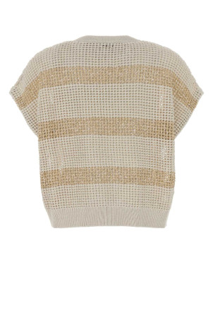 Двухцветный трикотажный топ BRUNELLO CUCINELLI (M58772820)