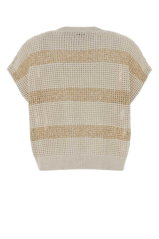 Двухцветный трикотажный топ BRUNELLO CUCINELLI (M58772820)