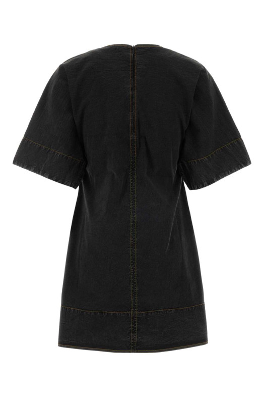 Black stretch cotton mini dress GANNI (W0793)