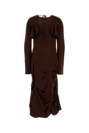 Chocolate satin dress GANNI (W0805)