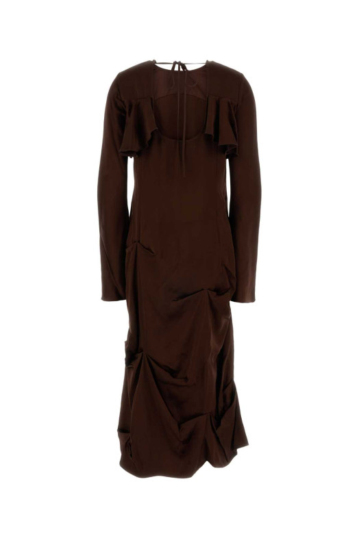 Chocolate satin dress GANNI (W0805)