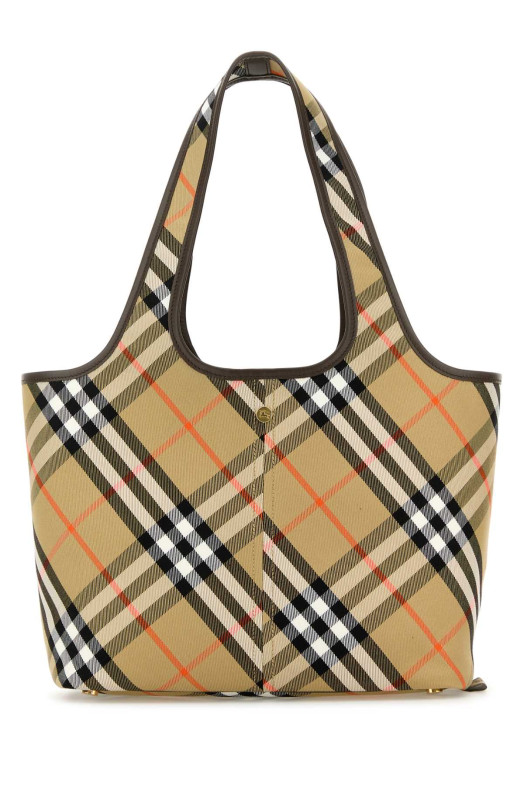Невелика полотняна сумка для покупок з вишивкою у клітинку BURBERRY (8094685)