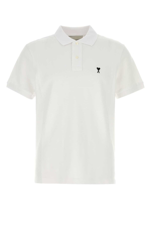 Белая рубашка-поло из пике White AMI (HPL411760) AMI PARIS