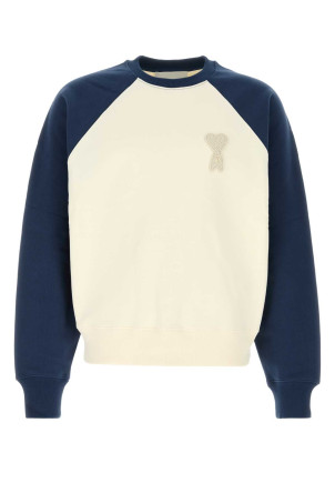 Бавовняна футболка оверсайз кольору слонової кістки AMI (USW781747) AMI PARIS