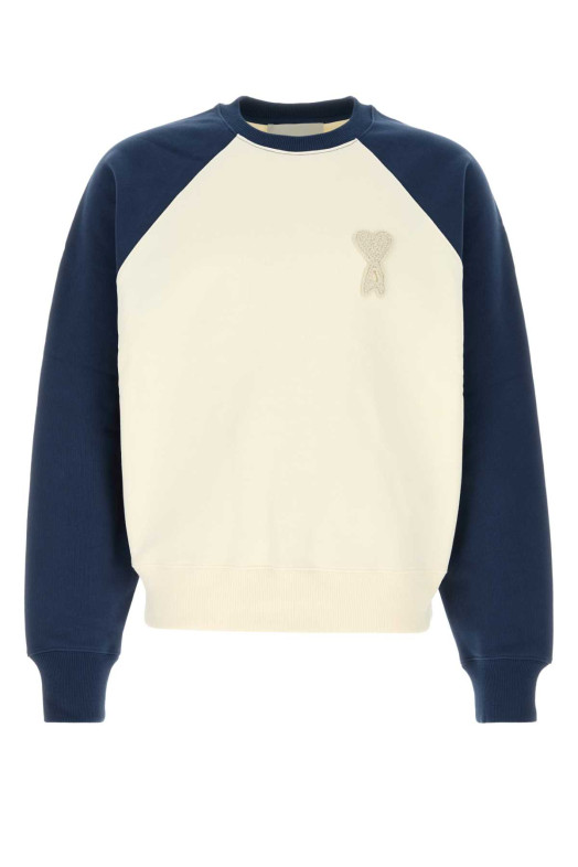 Хлопковая толстовка оверсайз цвета слоновой кости AMI (USW781747) AMI PARIS