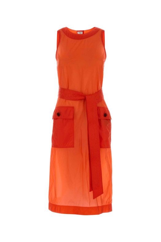 Коралловое нейлоновое платье SAINT LAURENT (870137Y8J32)