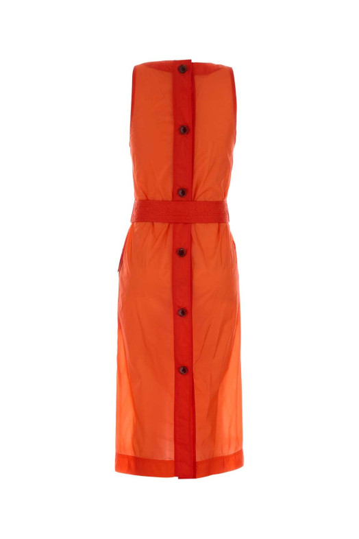 Коралловое нейлоновое платье SAINT LAURENT (870137Y8J32)