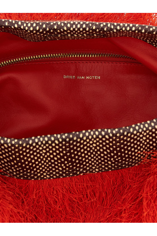 Клатч с бахромой, красный DRIES VAN NOTEN  2610115673038352