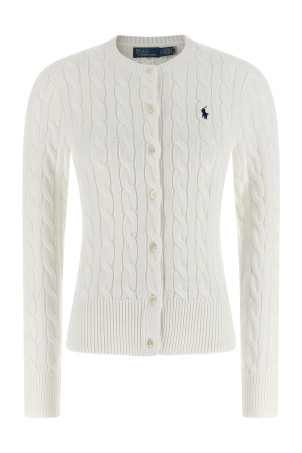 Cotton cable cardigan White