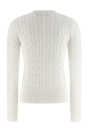 Cotton cable cardigan White