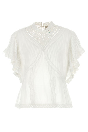Openwork detail blouse White