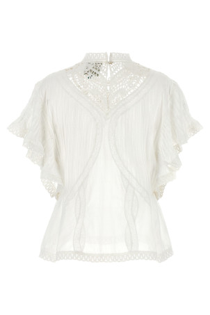 Openwork detail blouse White