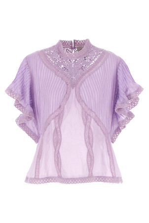 Openwork detail blouse Purple