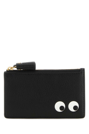 Black leather Eyes card holder Black ANYA HINDMARCH (5050925142717)