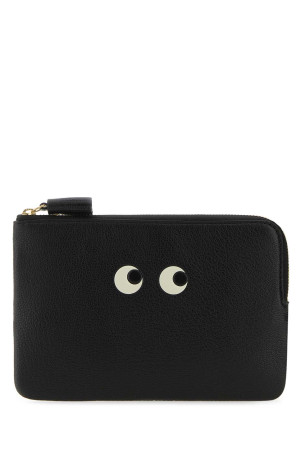 Black leather Loose Pocket Eyes pouch Black ANYA HINDMARCH (5050925193634)