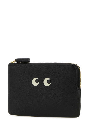 Black leather Loose Pocket Eyes pouch Black ANYA HINDMARCH (5050925193634)
