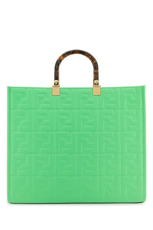 Green leather medium Sunshine shopping bag FENDI (8BH386AMCV)