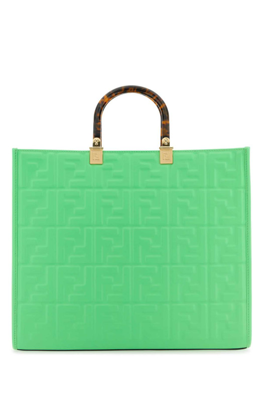 Green leather medium Sunshine shopping bag FENDI (8BH386AMCV)